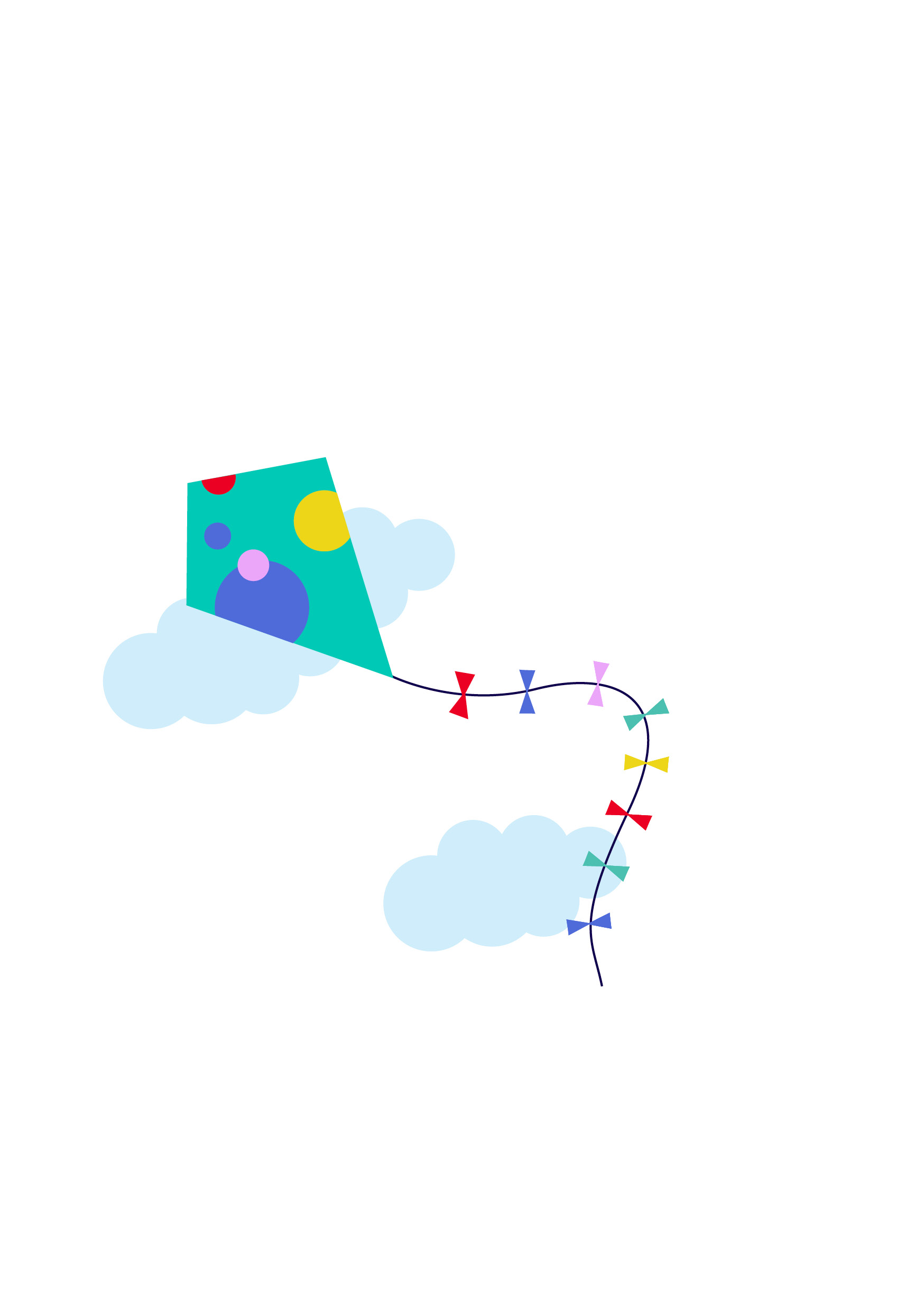 A bereavement kite with clouds in the background