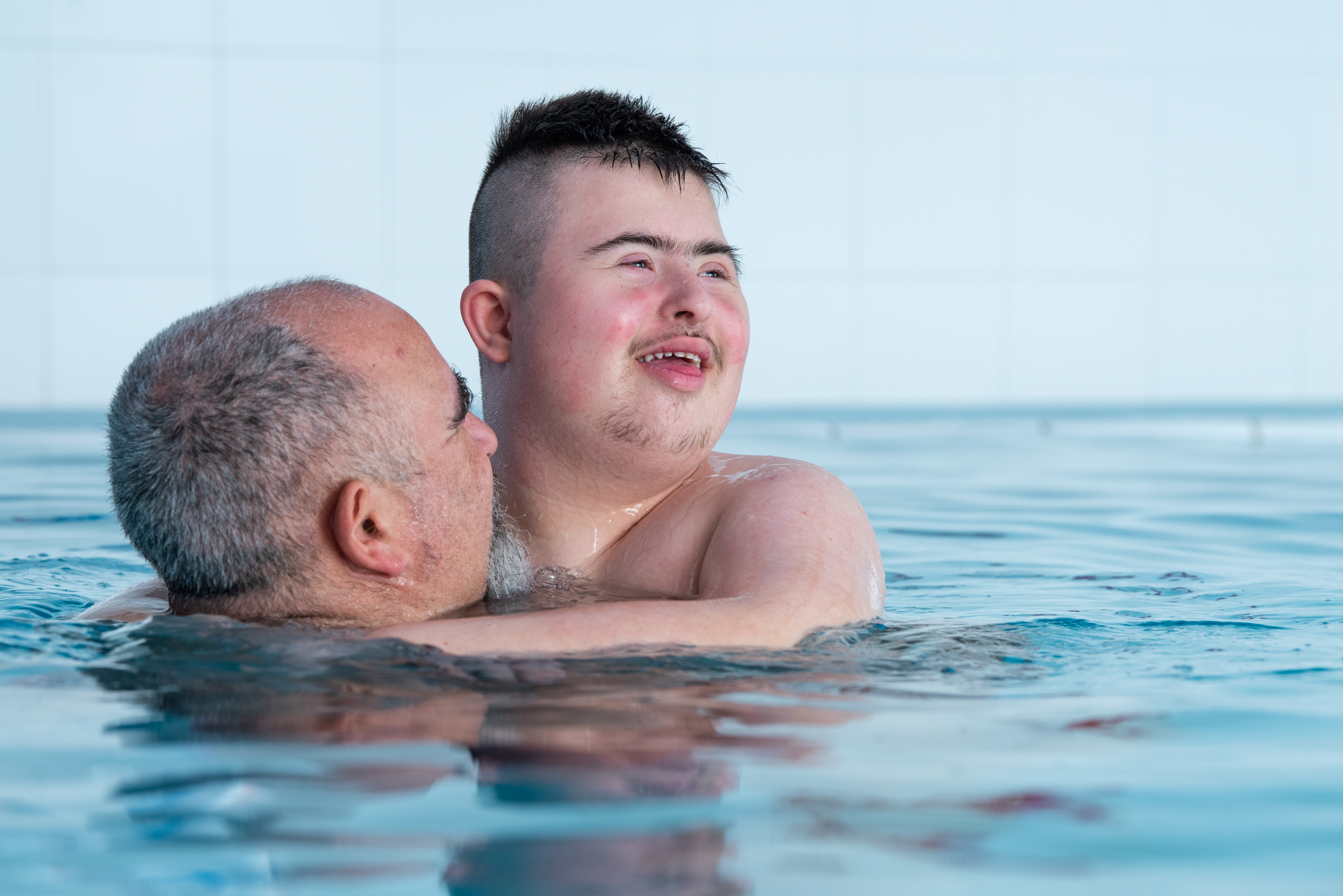 Father and son in the Demelza hydropool