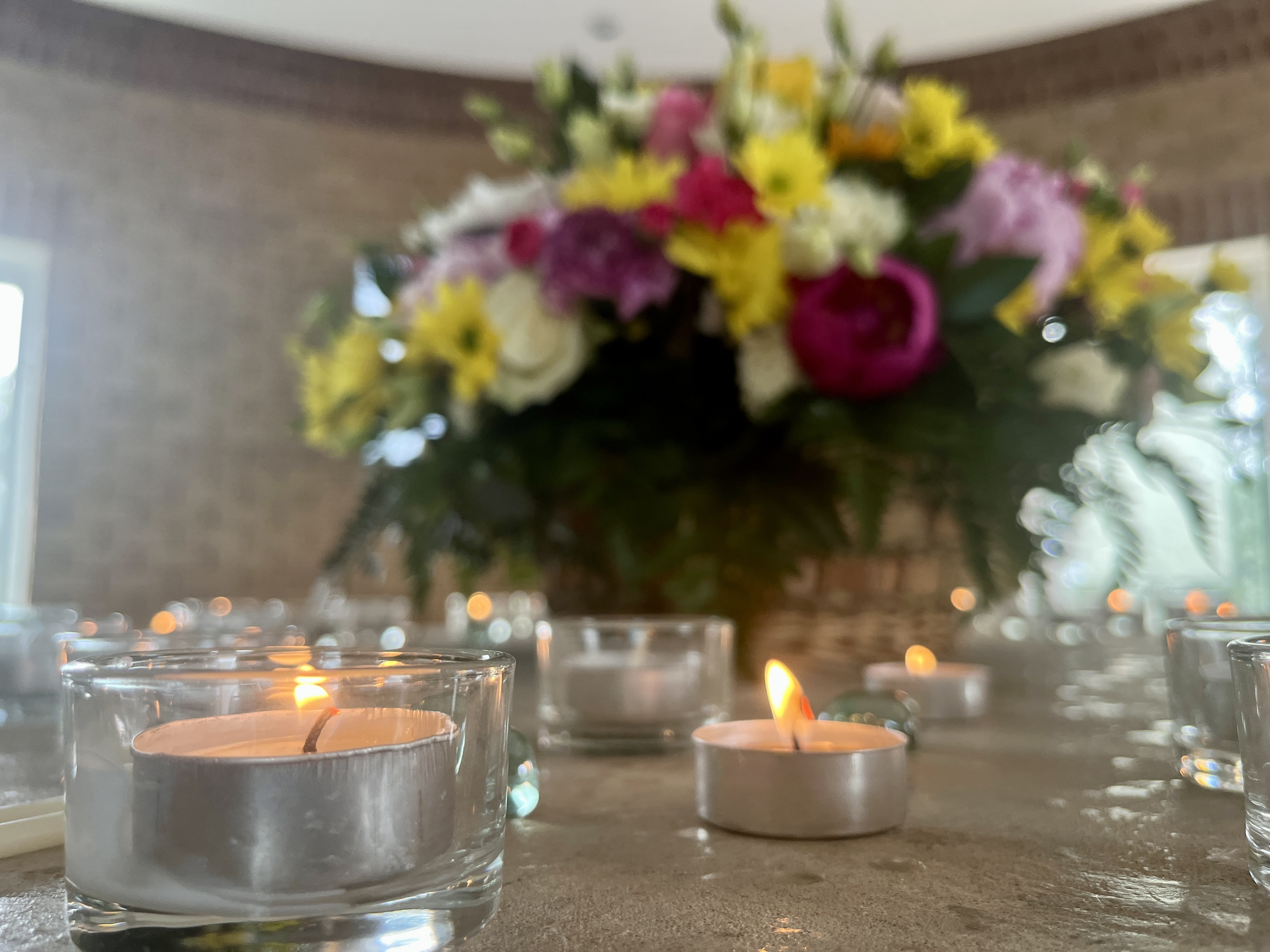 Flowers and candles from memory making day