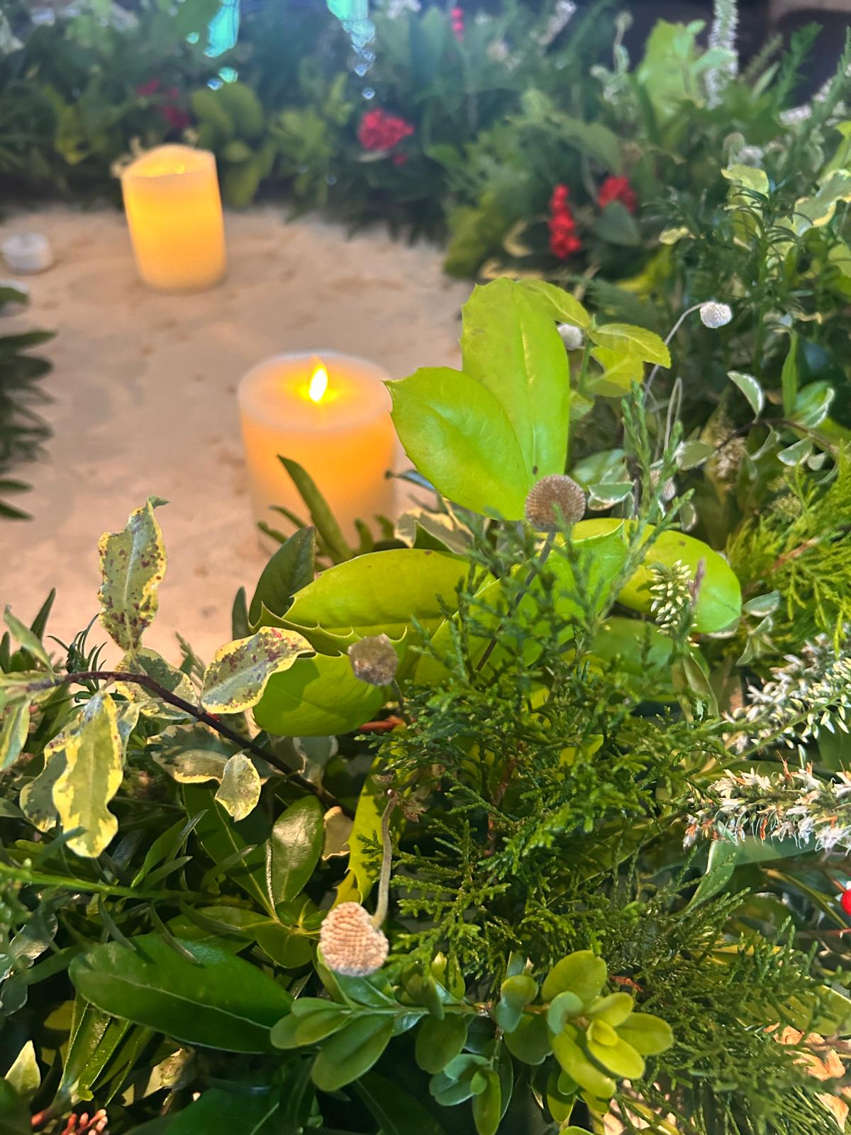 Candles and wreath from memory event