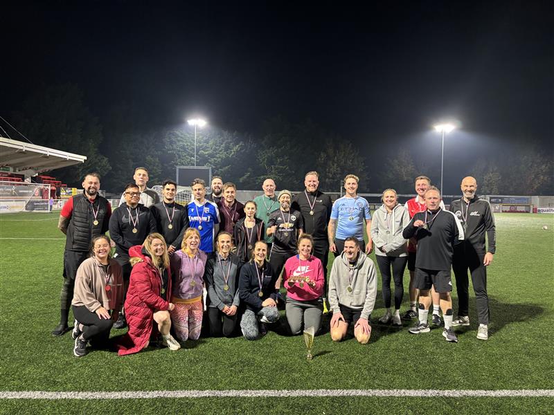 Group photo of members of staff at Demelza who took part in Demelza's football tournament